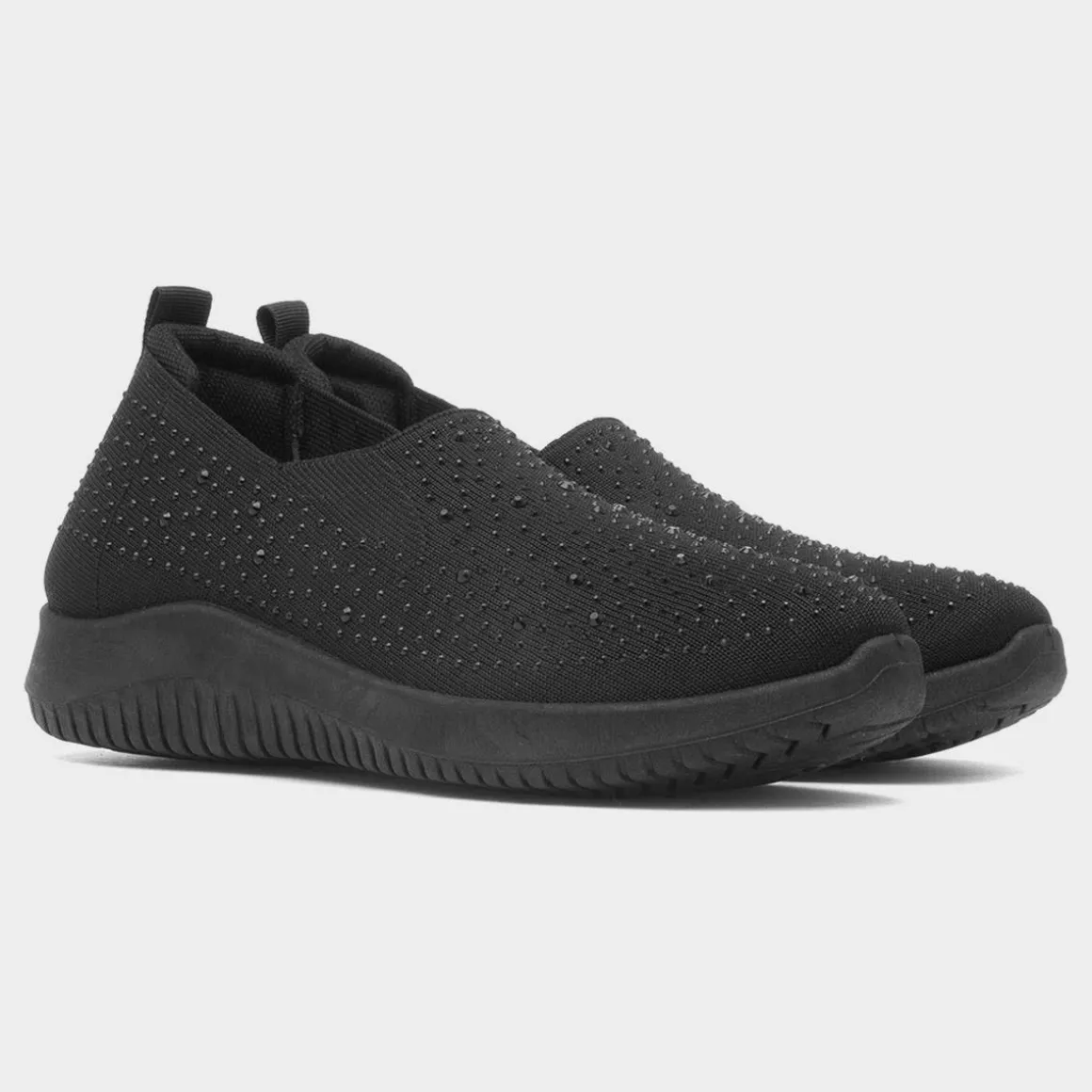 Lilley Drew Womens Black Diamante Slip On Shoe