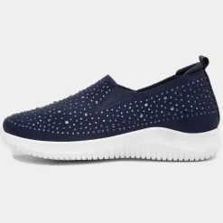 Lilley Drew Womens Navy Diamante Slip On Shoe
