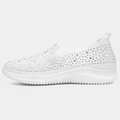 Lilley Drew Womens White Diamante Slip On Shoe