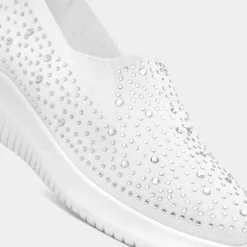 Lilley Drew Womens White Diamante Slip On Shoe