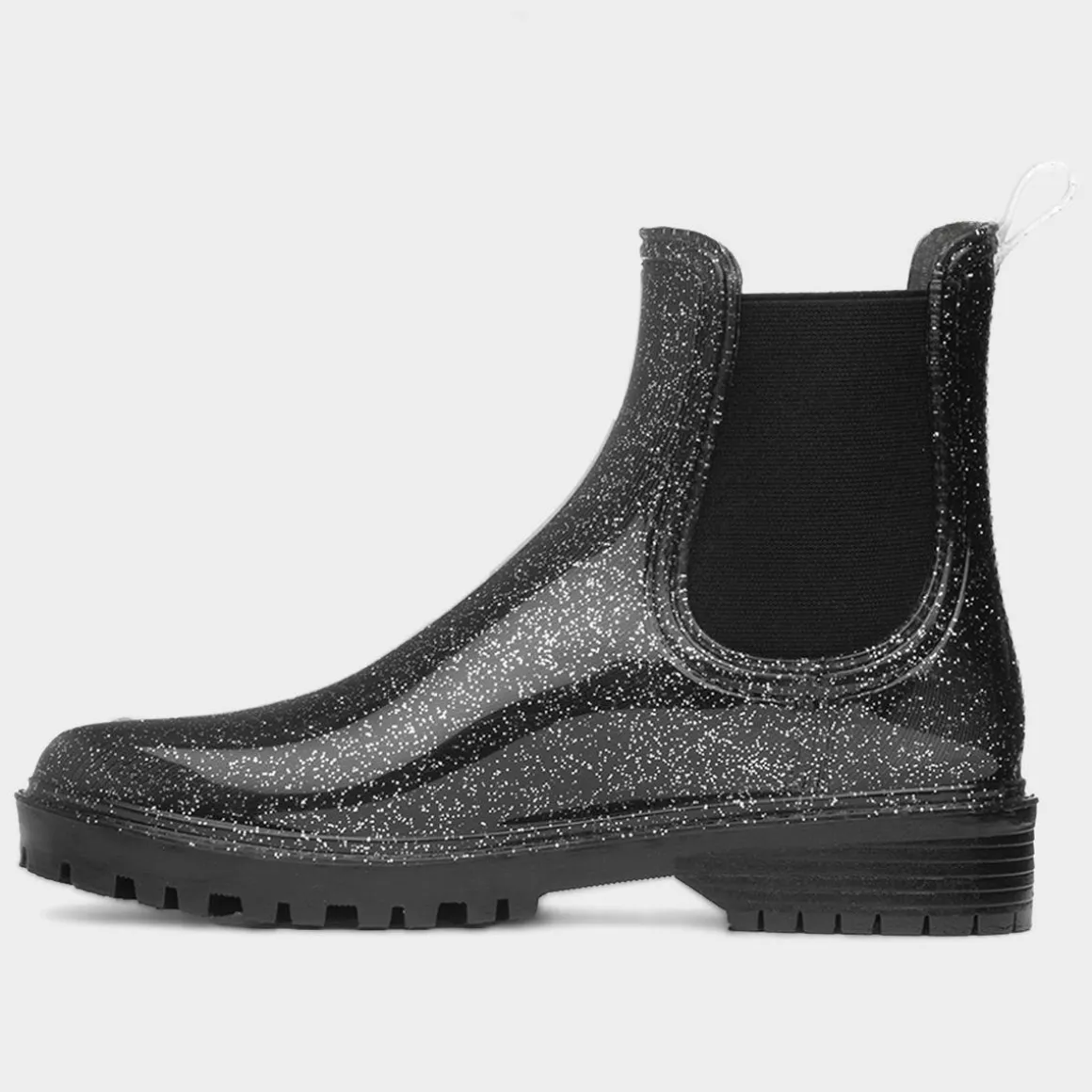 Lilley Gale Womens Black Glitter Chelsea Welly