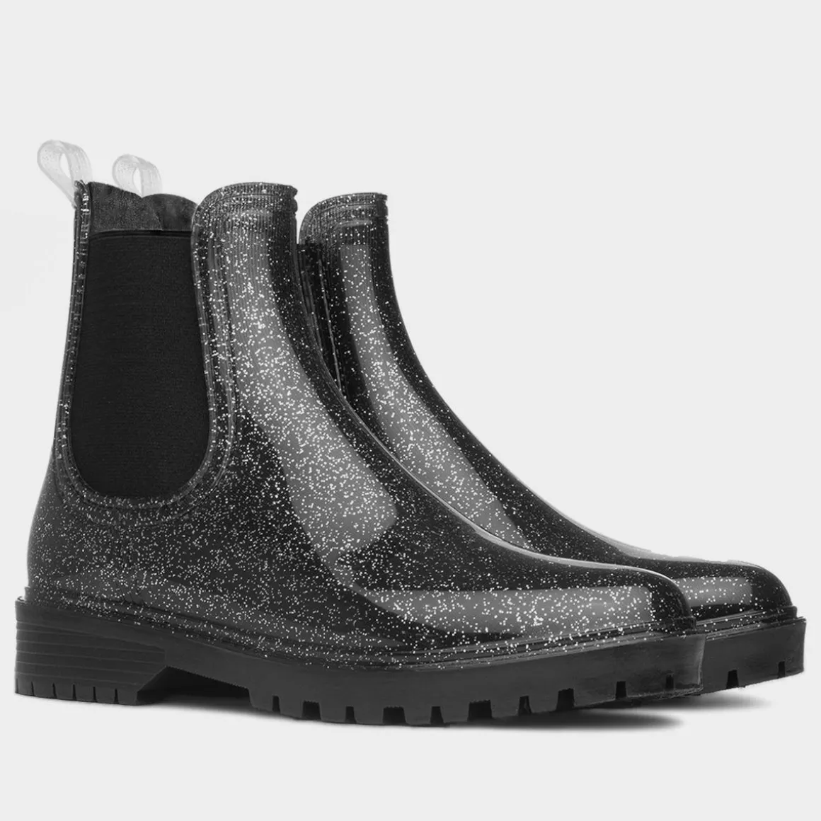 Lilley Gale Womens Black Glitter Chelsea Welly