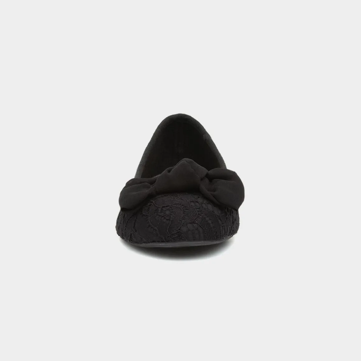 Lilley Gigi Womens Black Lacey Large Bow Ballerina