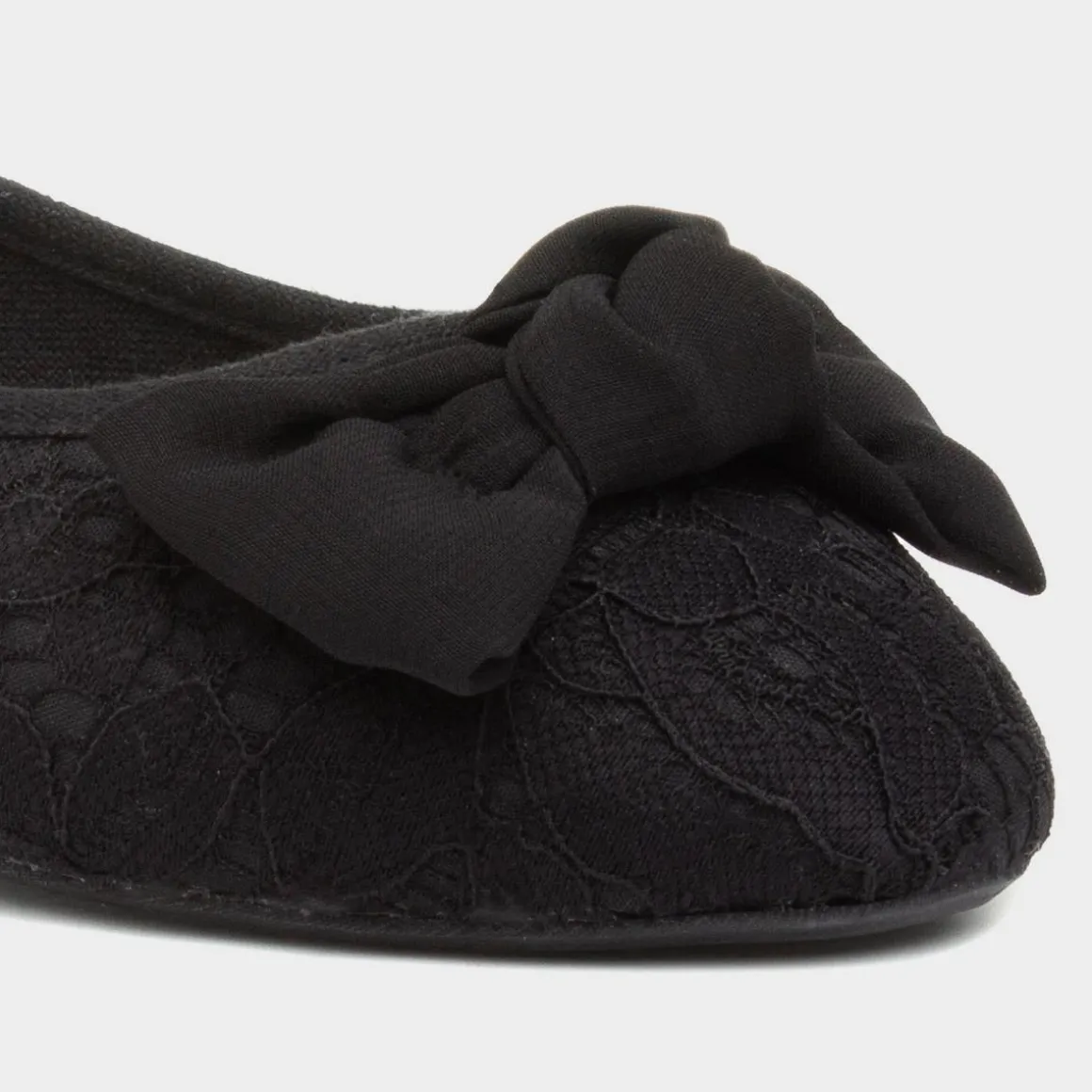 Lilley Gigi Womens Black Lacey Large Bow Ballerina