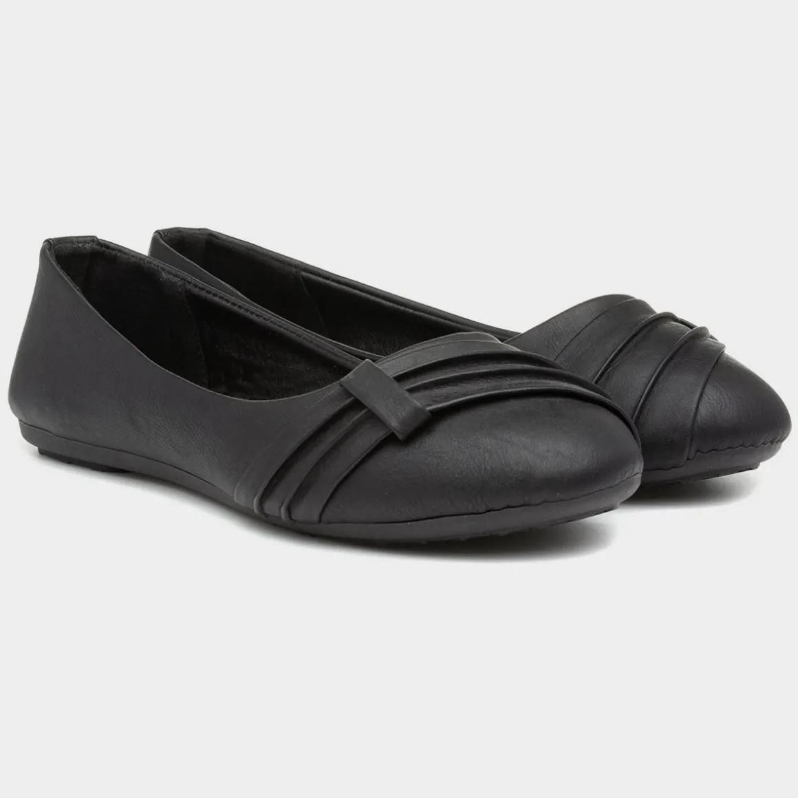 Lilley Gina Womens Black Front Pleated Ballerina