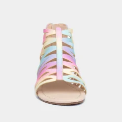 Lilley Girls Rainbow Glitter Zip Up Sandals