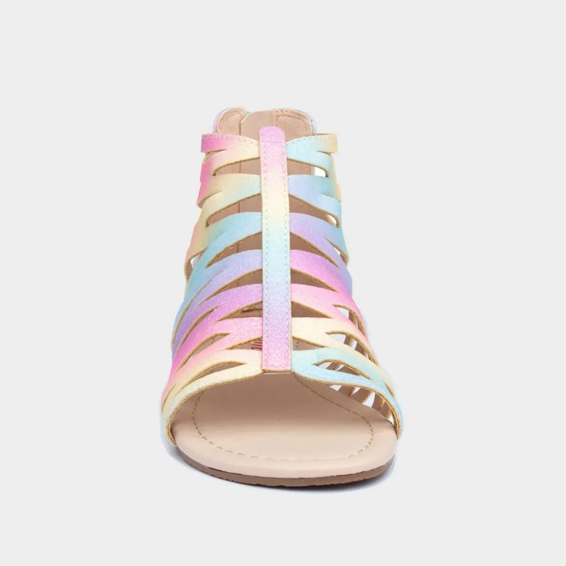 Lilley Girls Rainbow Glitter Zip Up Sandals