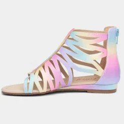 Lilley Girls Rainbow Glitter Zip Up Sandals