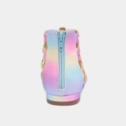 Lilley Girls Rainbow Glitter Zip Up Sandals