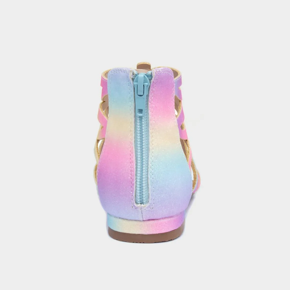 Lilley Girls Rainbow Glitter Zip Up Sandals