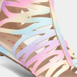 Lilley Girls Rainbow Glitter Zip Up Sandals