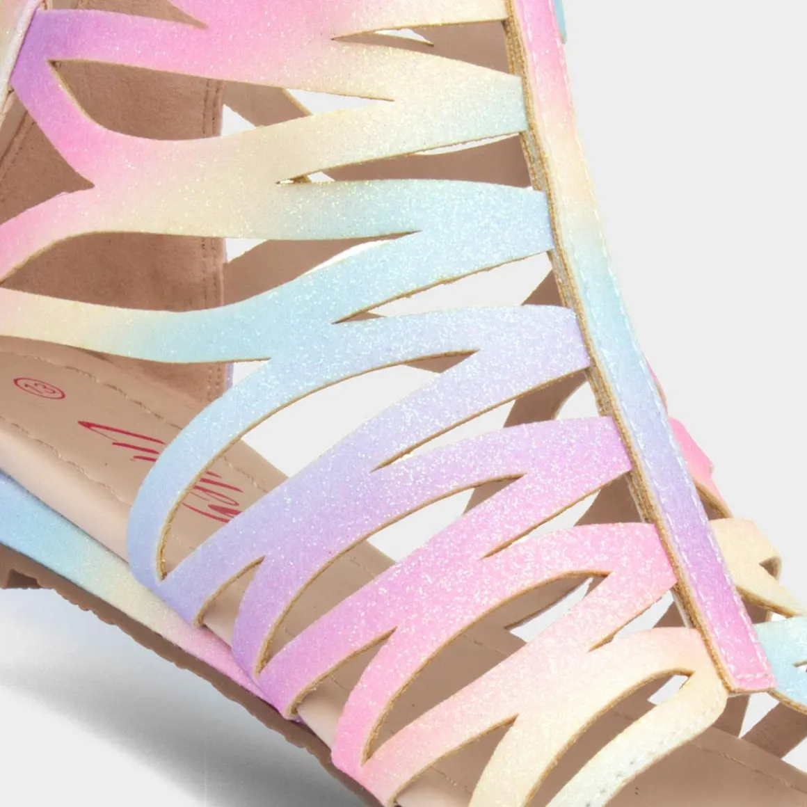 Lilley Girls Rainbow Glitter Zip Up Sandals