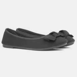 Lilley Giselle Womens Black Bow Ballerina Shoe