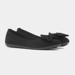 Lilley Gladys Womens Black Bow Ballerina