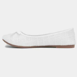 Lilley Grace Womens White Bow Ballerina Shoe