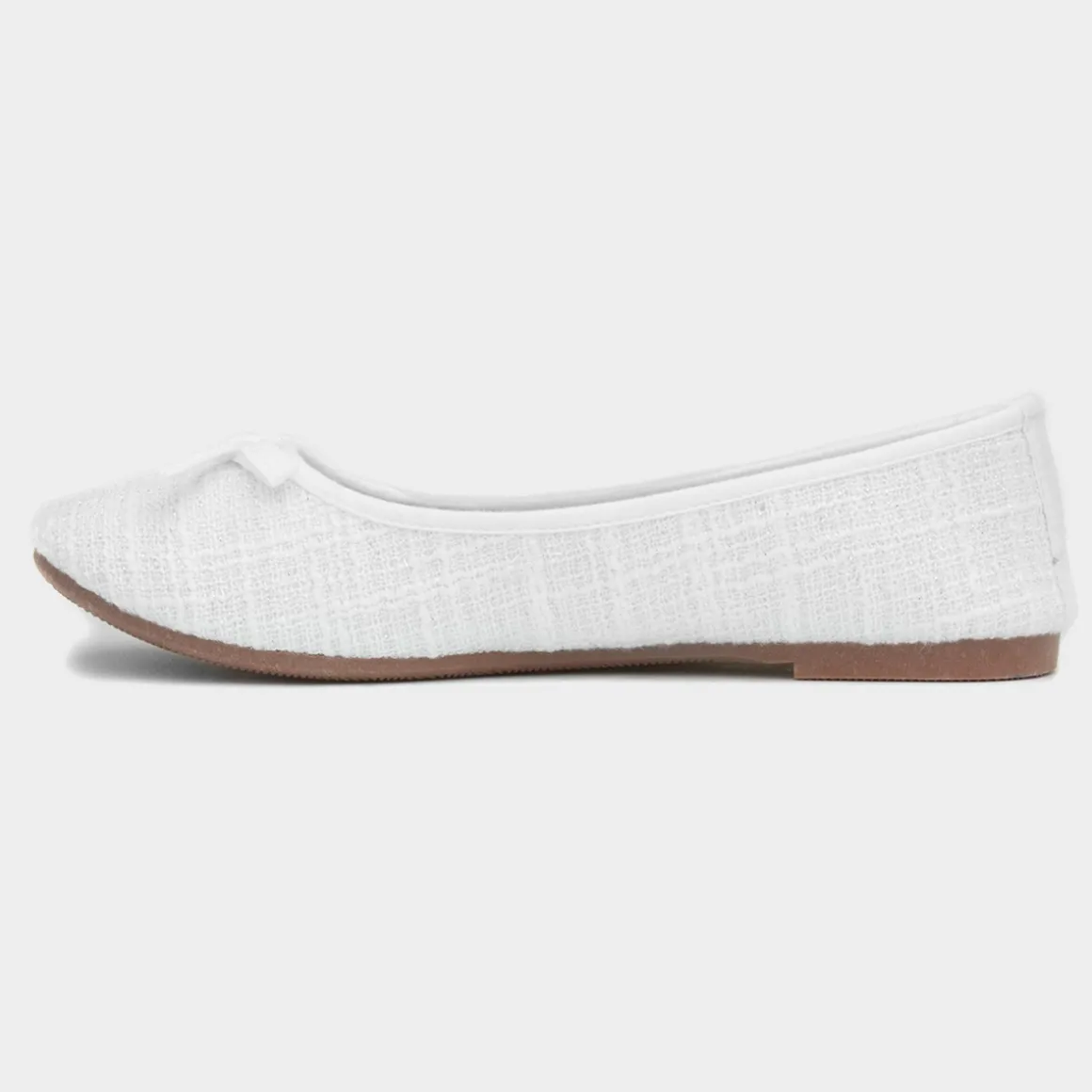 Lilley Grace Womens White Bow Ballerina Shoe