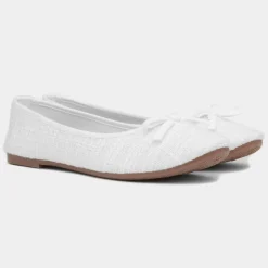 Lilley Grace Womens White Bow Ballerina Shoe