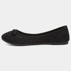 Lilley Gwen Womens Black Lace Slip On Ballerina