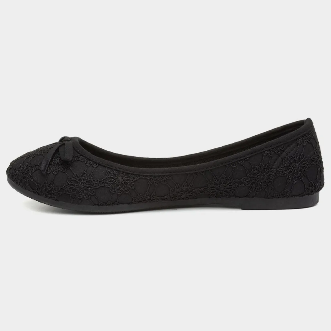 Lilley Gwen Womens Black Lace Slip On Ballerina