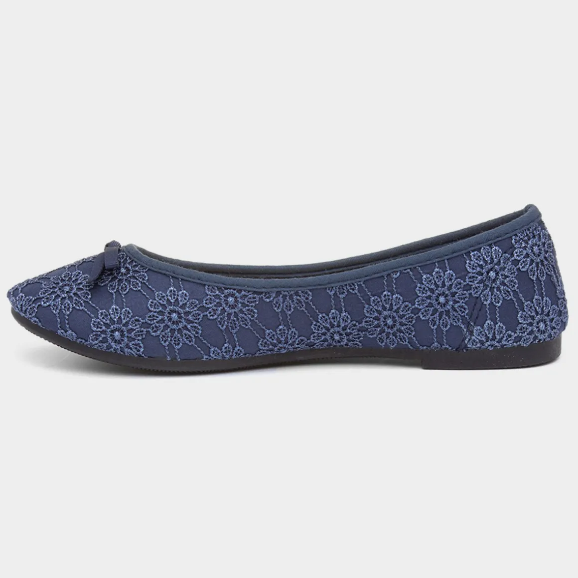 Lilley Gwen Womens Navy Lace Slip On Ballerina
