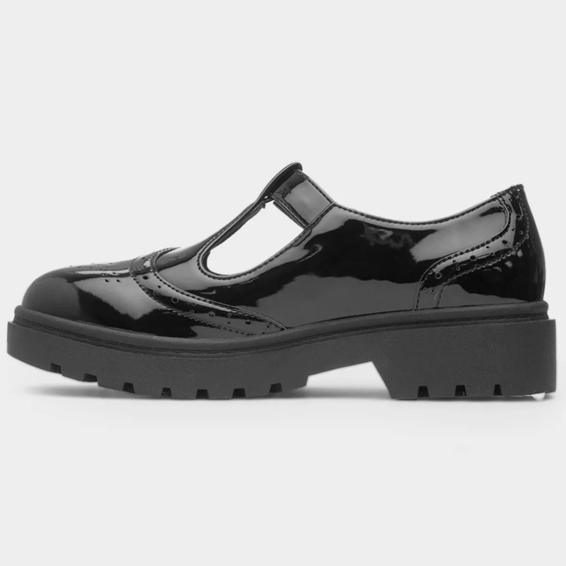 Lilley Layton Girls Black Patent T-Bar Shoe