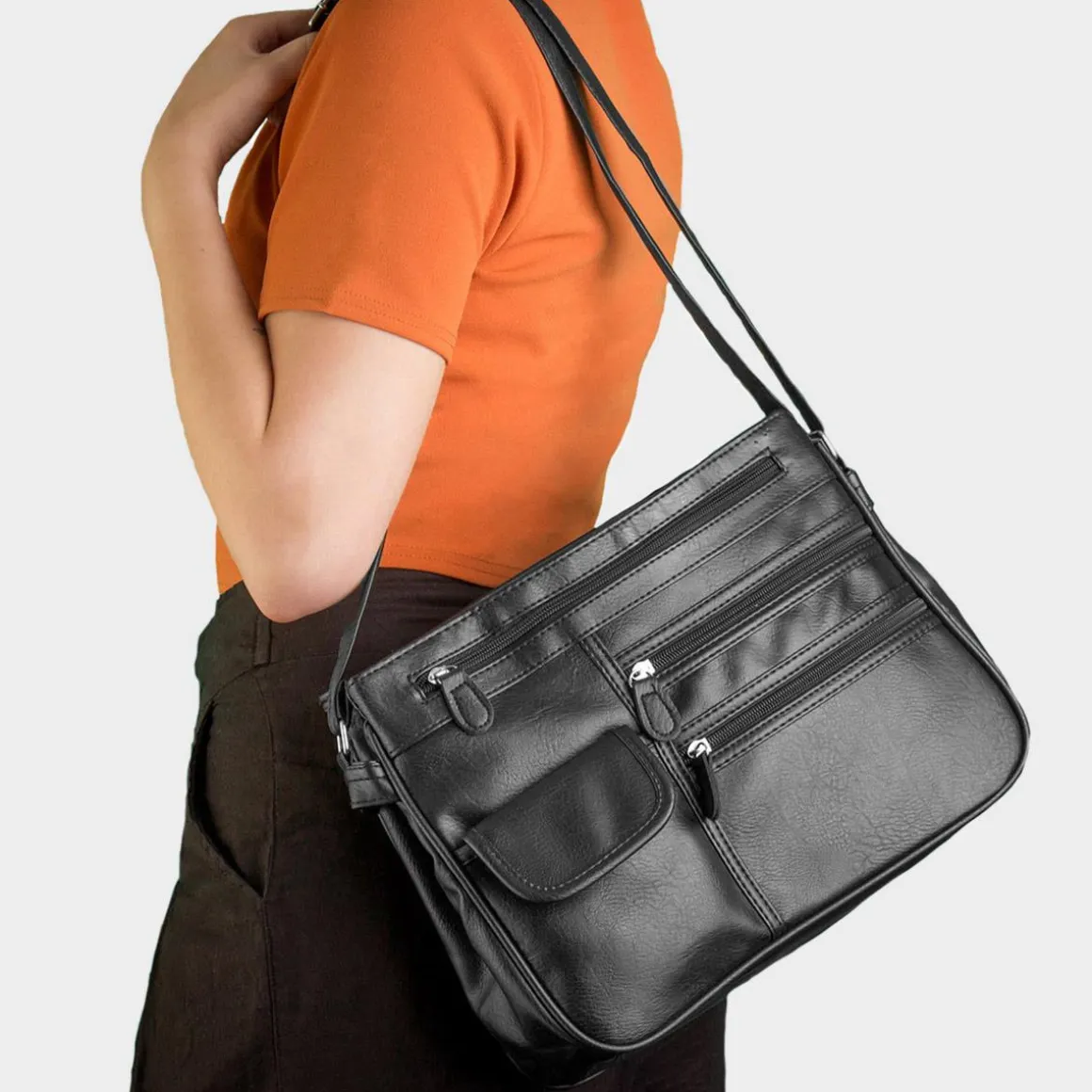 Lilley Lindsay Organiser Shoulder Bag in Black