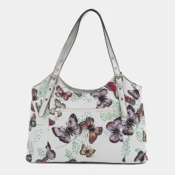 Lilley Luton White Butterfly Printed Shoulder Bag