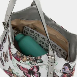 Lilley Luton White Butterfly Printed Shoulder Bag