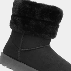 Lilley Mae Womens Black Faux Fur Ankle Boot