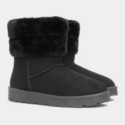 Lilley Mae Womens Black Faux Fur Ankle Boot