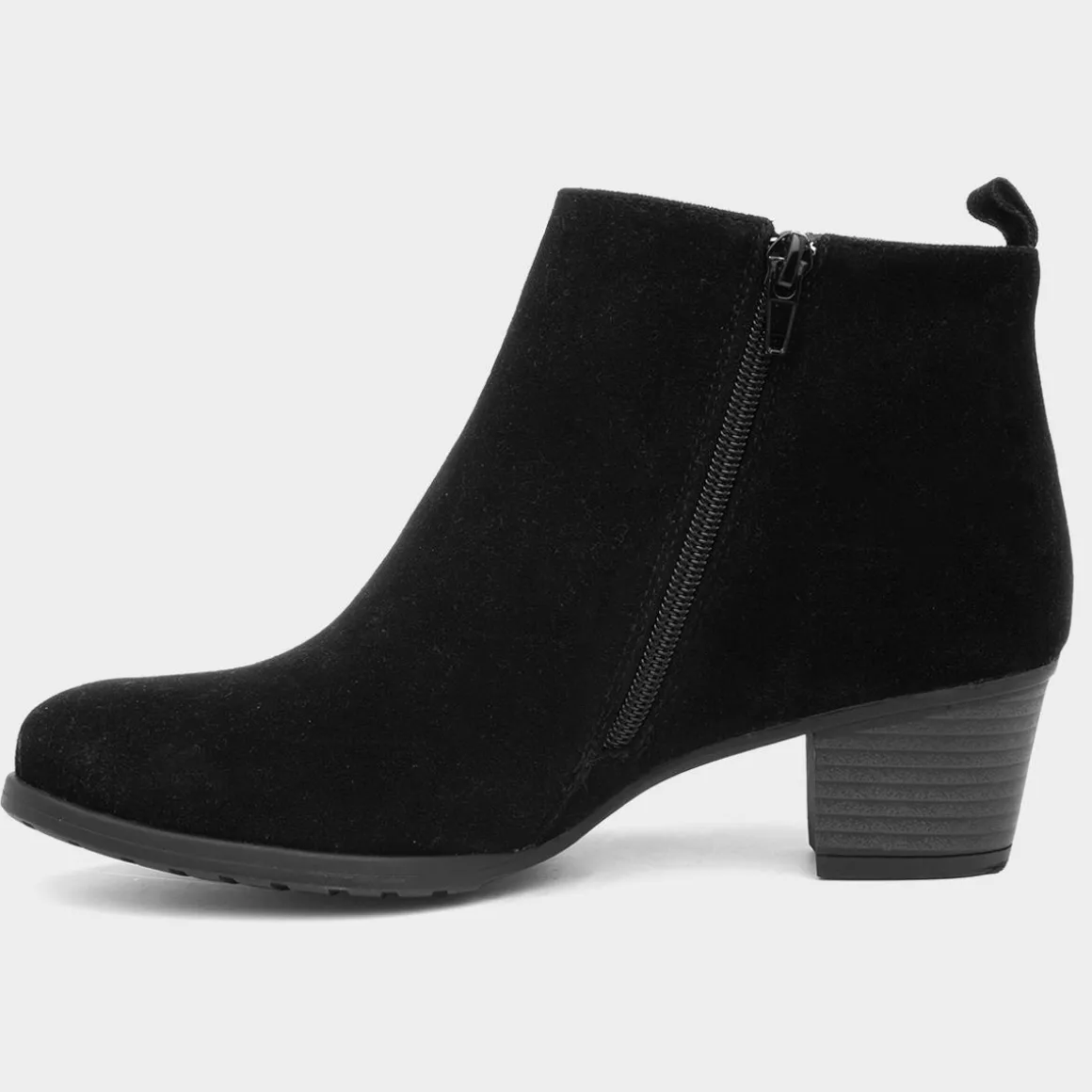 Lilley Mel Womens Black Faux Suede Heeled Boot