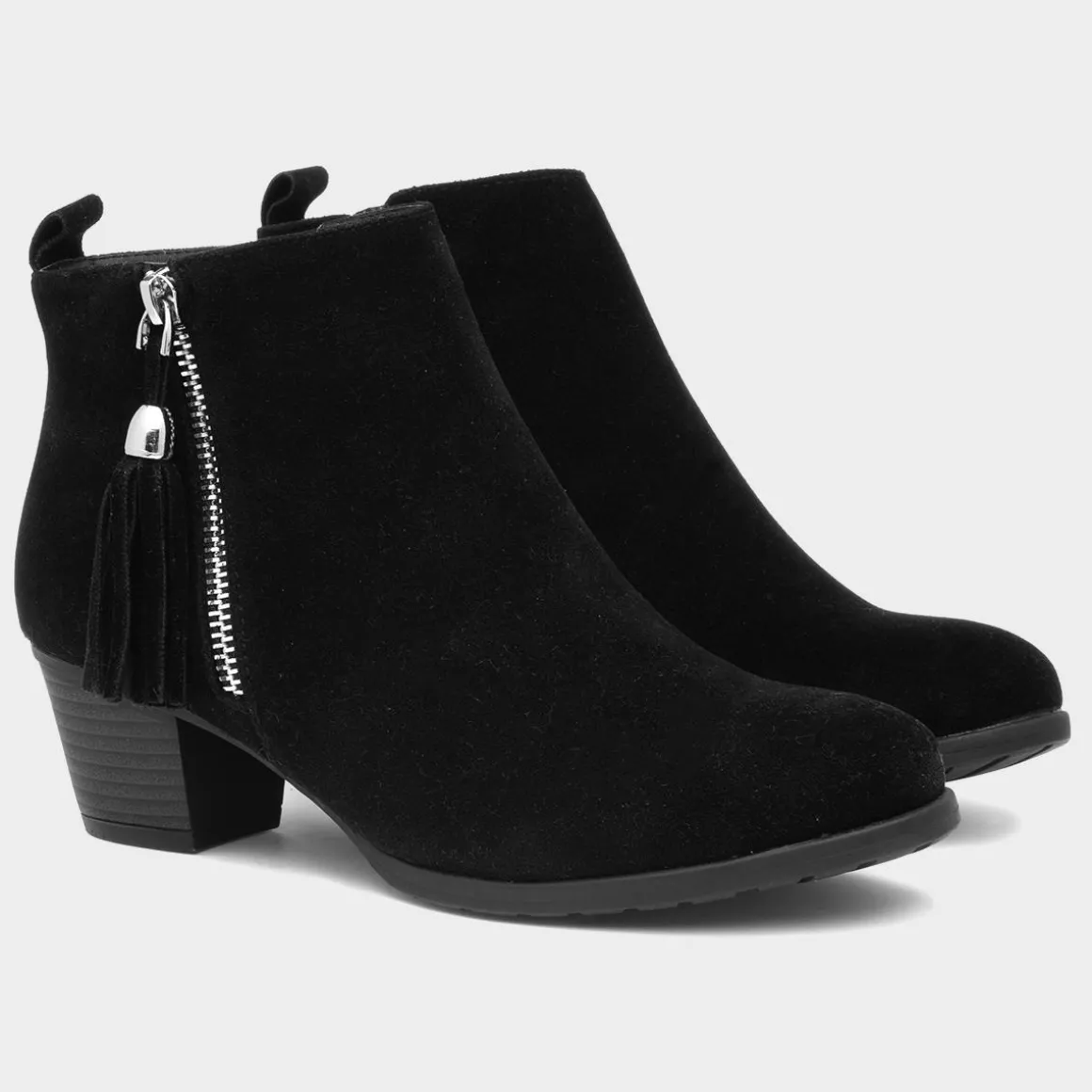 Lilley Mel Womens Black Faux Suede Heeled Boot