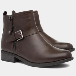 Lilley Mimi Womens Brown Flat Ankle Boot