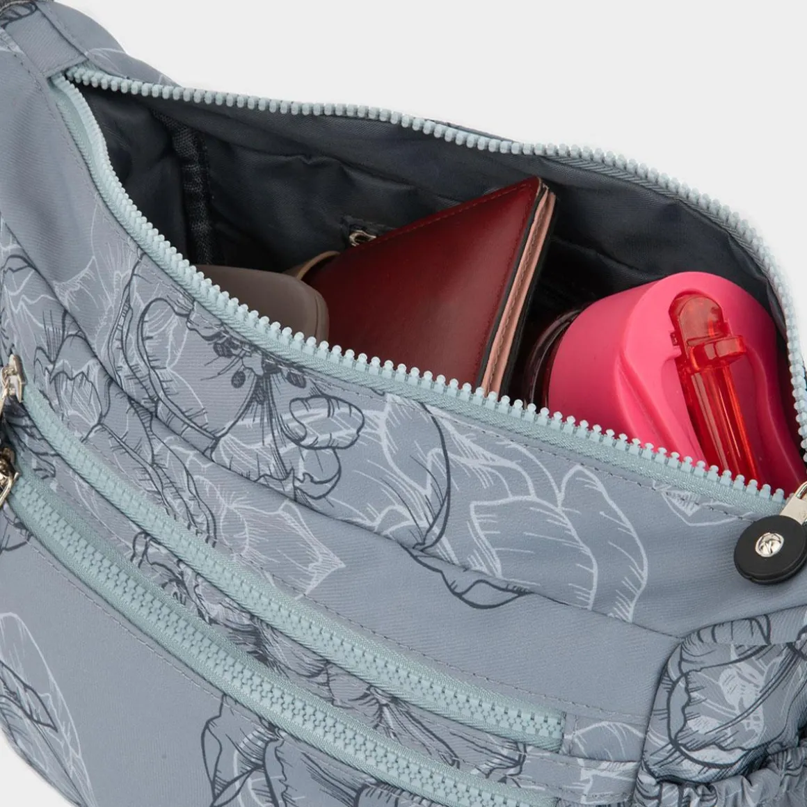 Lilley Opal Womens Grey Floral Cross Body Bag