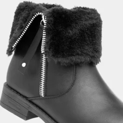 Lilley Raven Girls Black Faux Fur Ankle Boot
