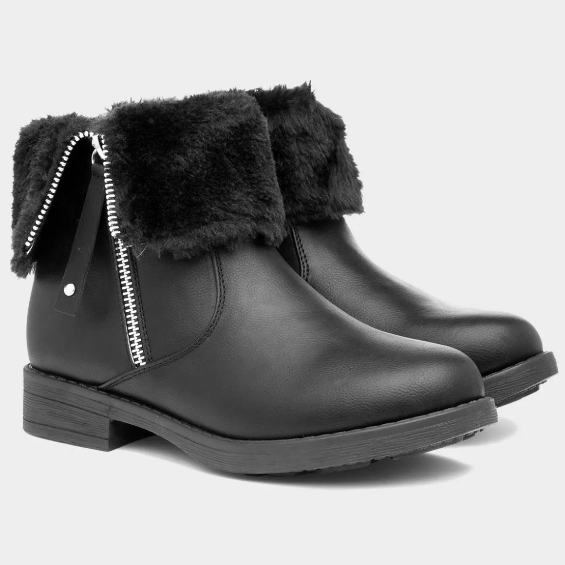 Lilley Raven Girls Black Faux Fur Ankle Boot