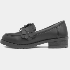 Lilley Regina Girls Black Flower Loafer