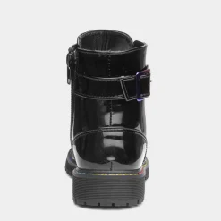 Lilley Riley Girls Black Patent Iridescent Boot