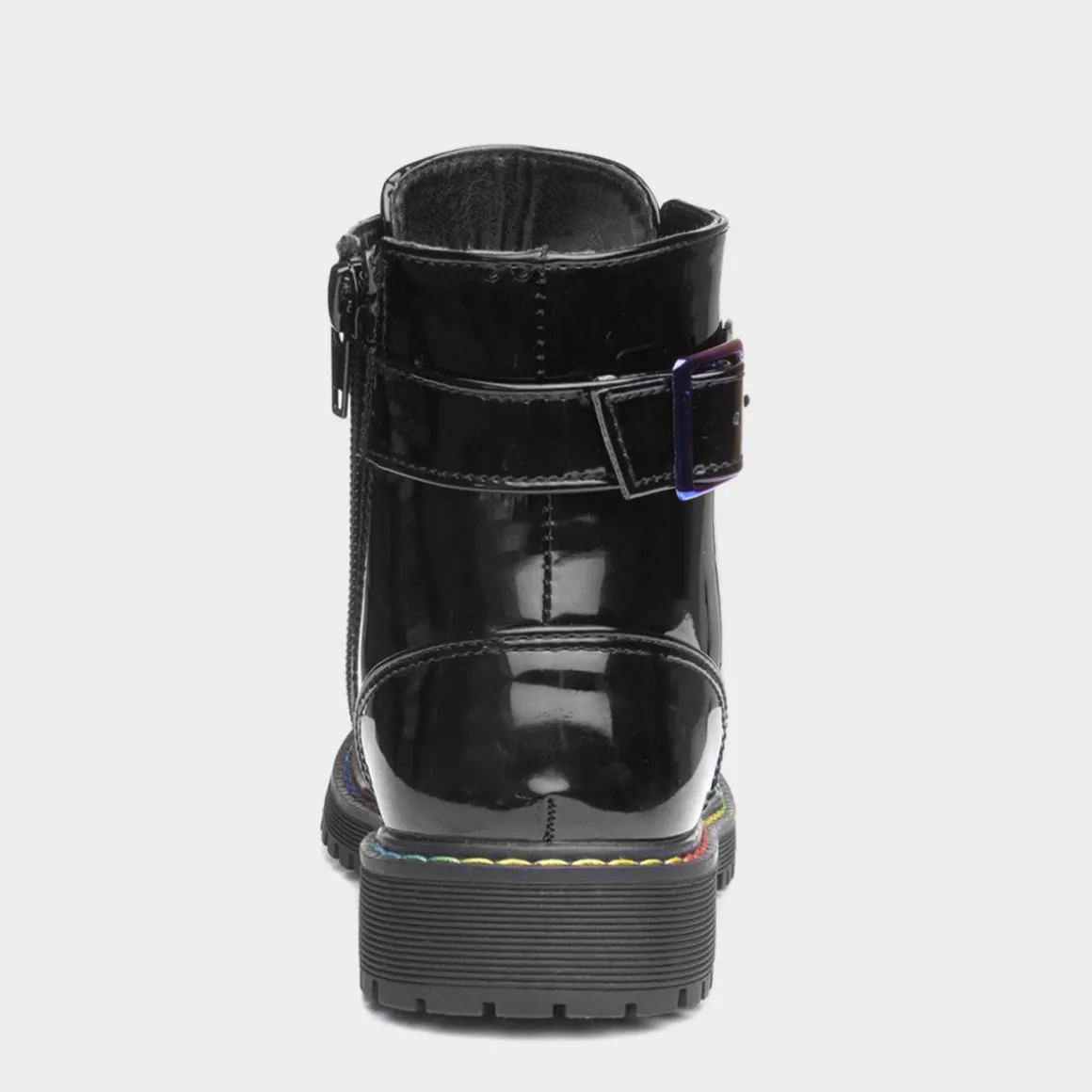 Lilley Riley Girls Black Patent Iridescent Boot