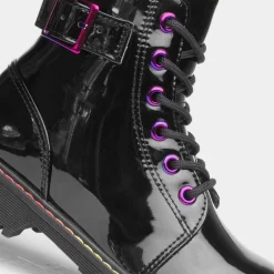 Lilley Riley Girls Black Patent Iridescent Boot