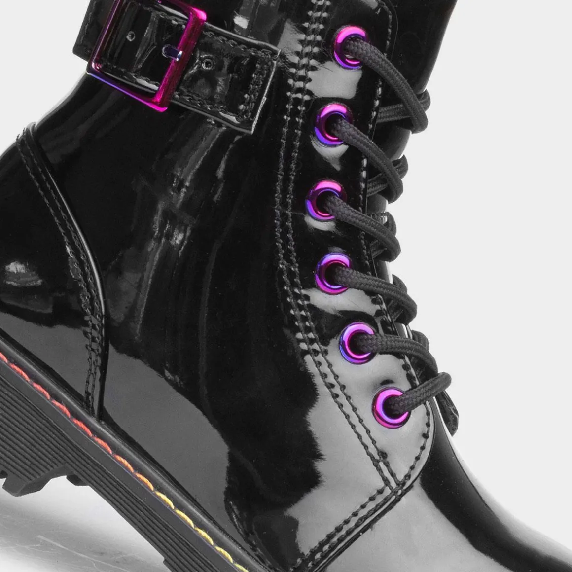 Lilley Riley Girls Black Patent Iridescent Boot