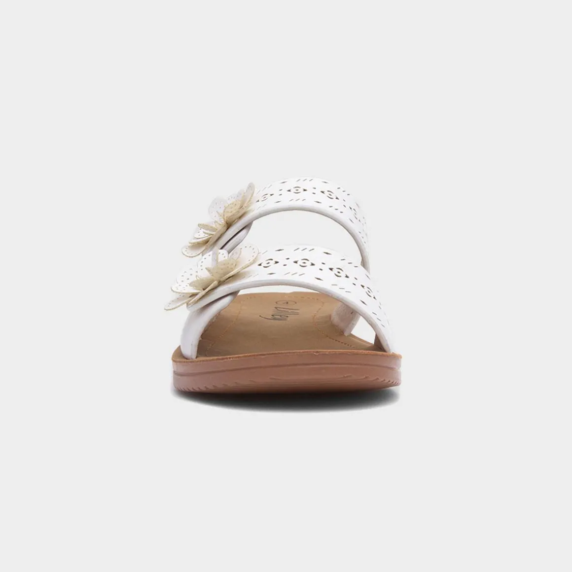 Lilley Sam Womens White Flower Mule Sandal