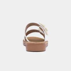 Lilley Sam Womens White Flower Mule Sandal
