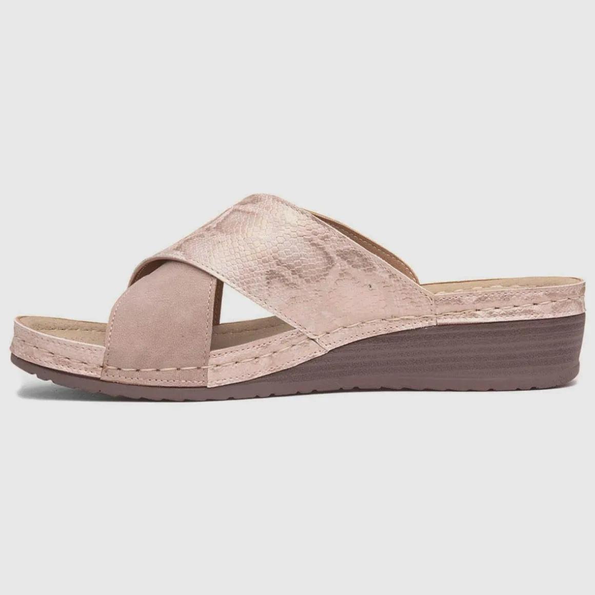 Lilley Sandra Womens Nude Wedge Mule Sandal
