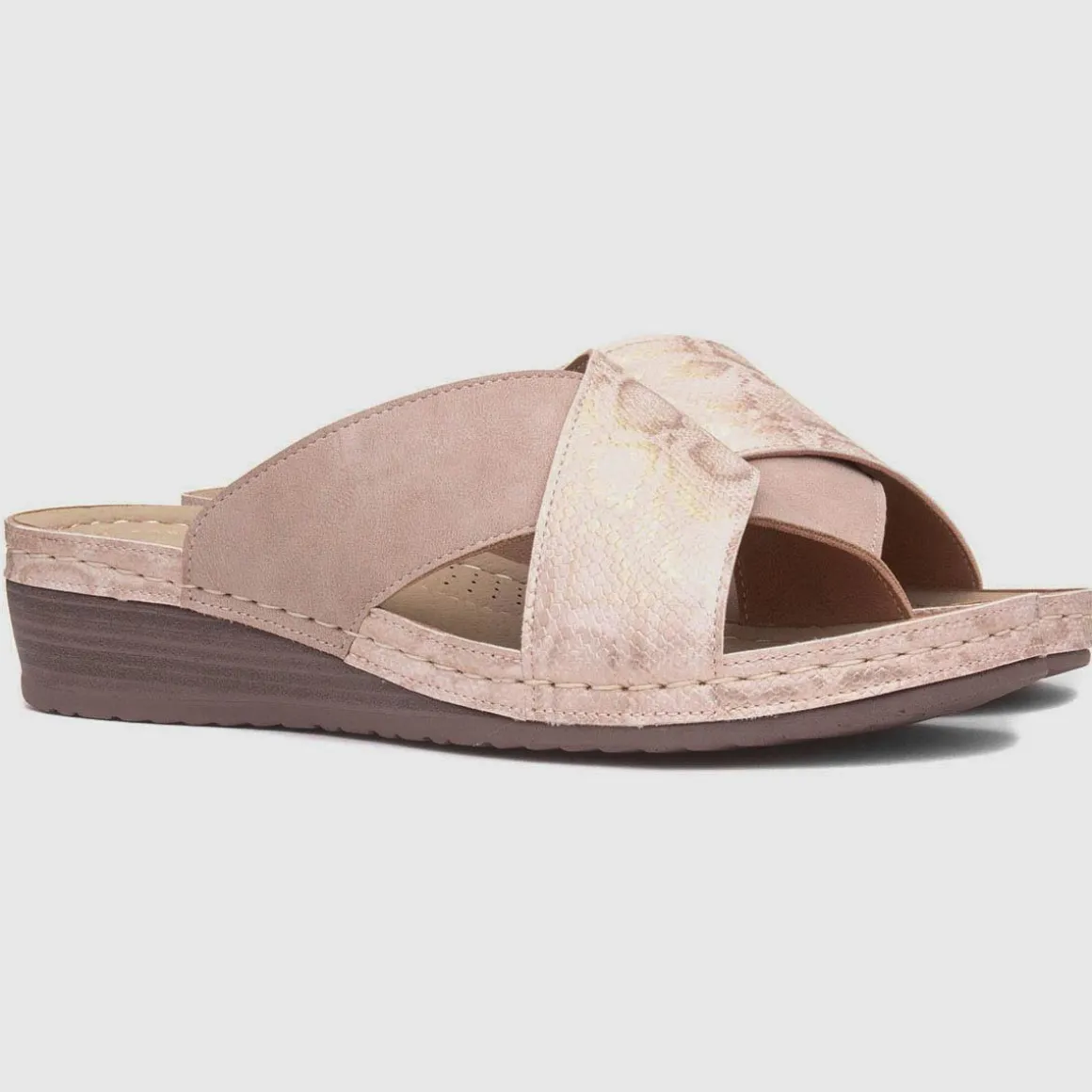 Lilley Sandra Womens Nude Wedge Mule Sandal