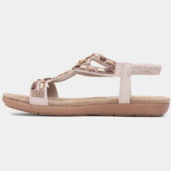 Lilley Sapphire Womens Beige Beaded Strappy Sandal