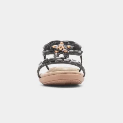Lilley Sapphire Womens Black Beaded Strappy Sandal