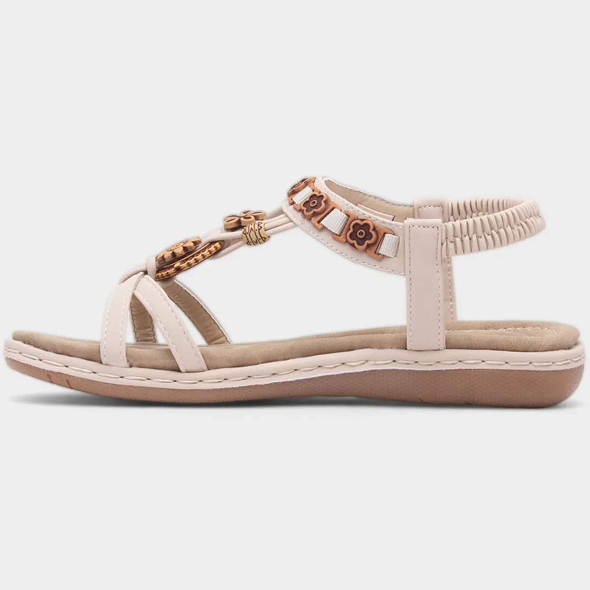 Lilley Saskia Womens Beige Beaded Sandal