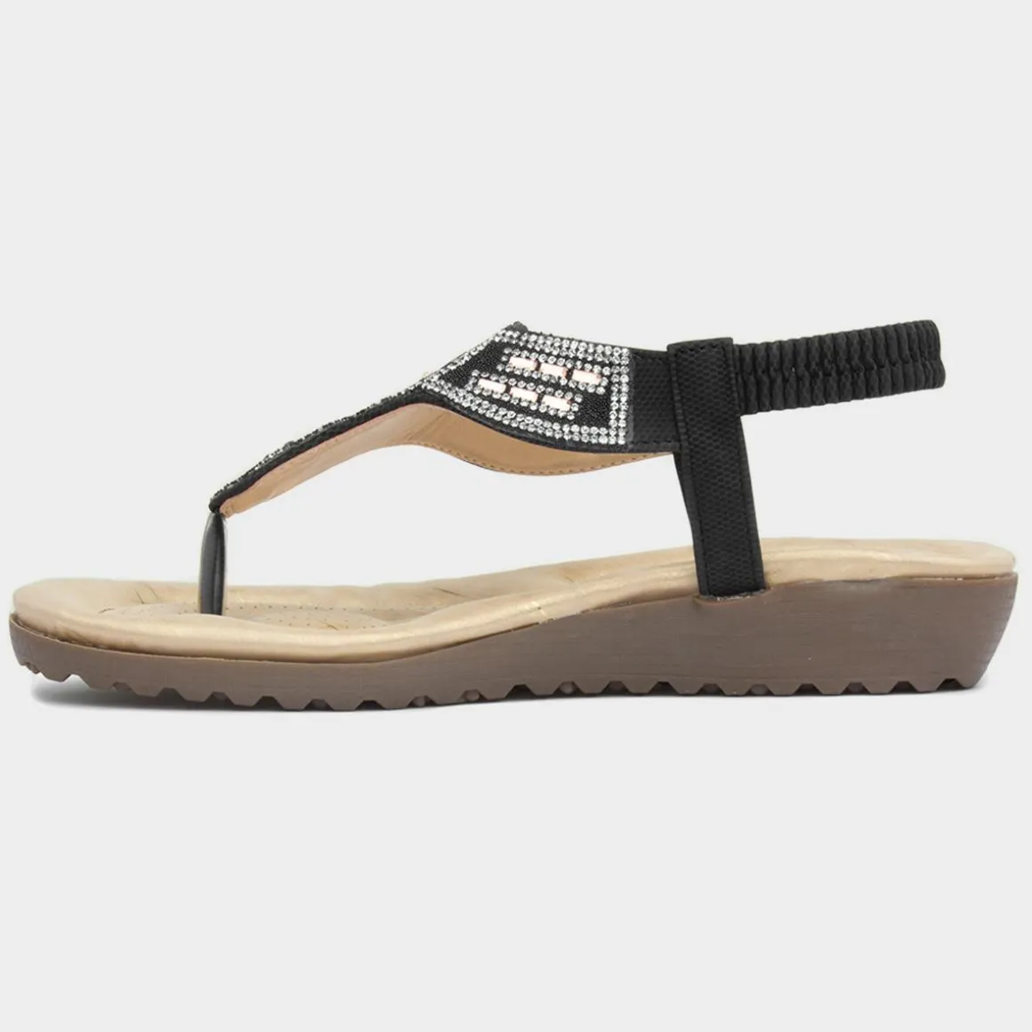 Lilley Savanna Womens Black Toe Post Sandal