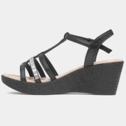 Lilley Scarlett Womens Black Wedge Sandal